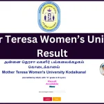 Mother Teresa Women’s University Result 2024 [OUT]; MTW University Result