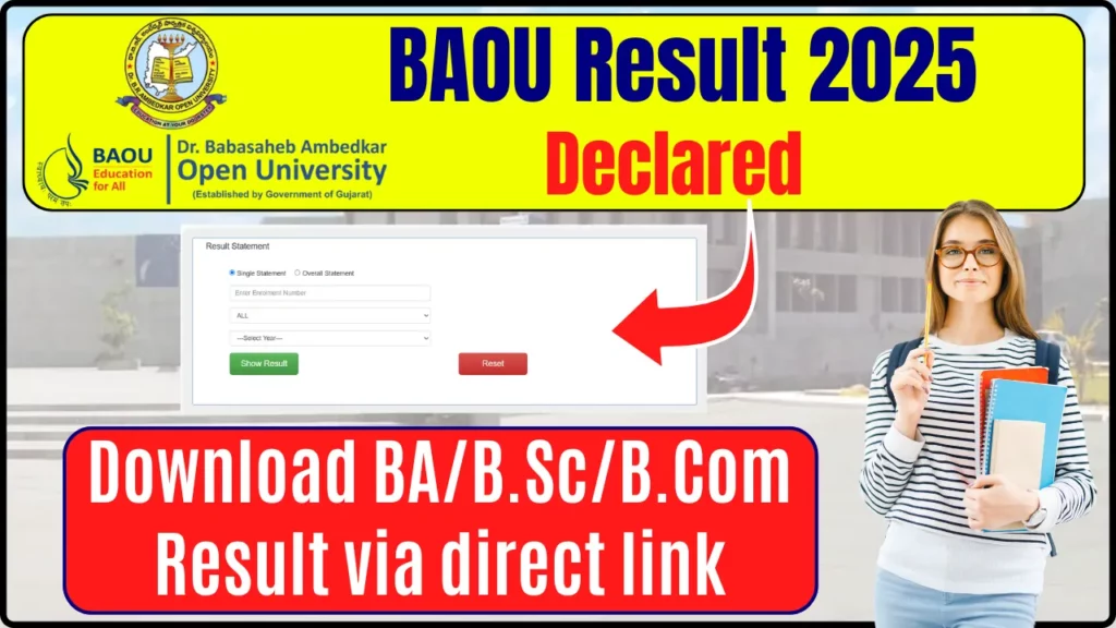 BAOU Result 2025 Declared - Download BA/B.Sc/B.Com Result via direct link