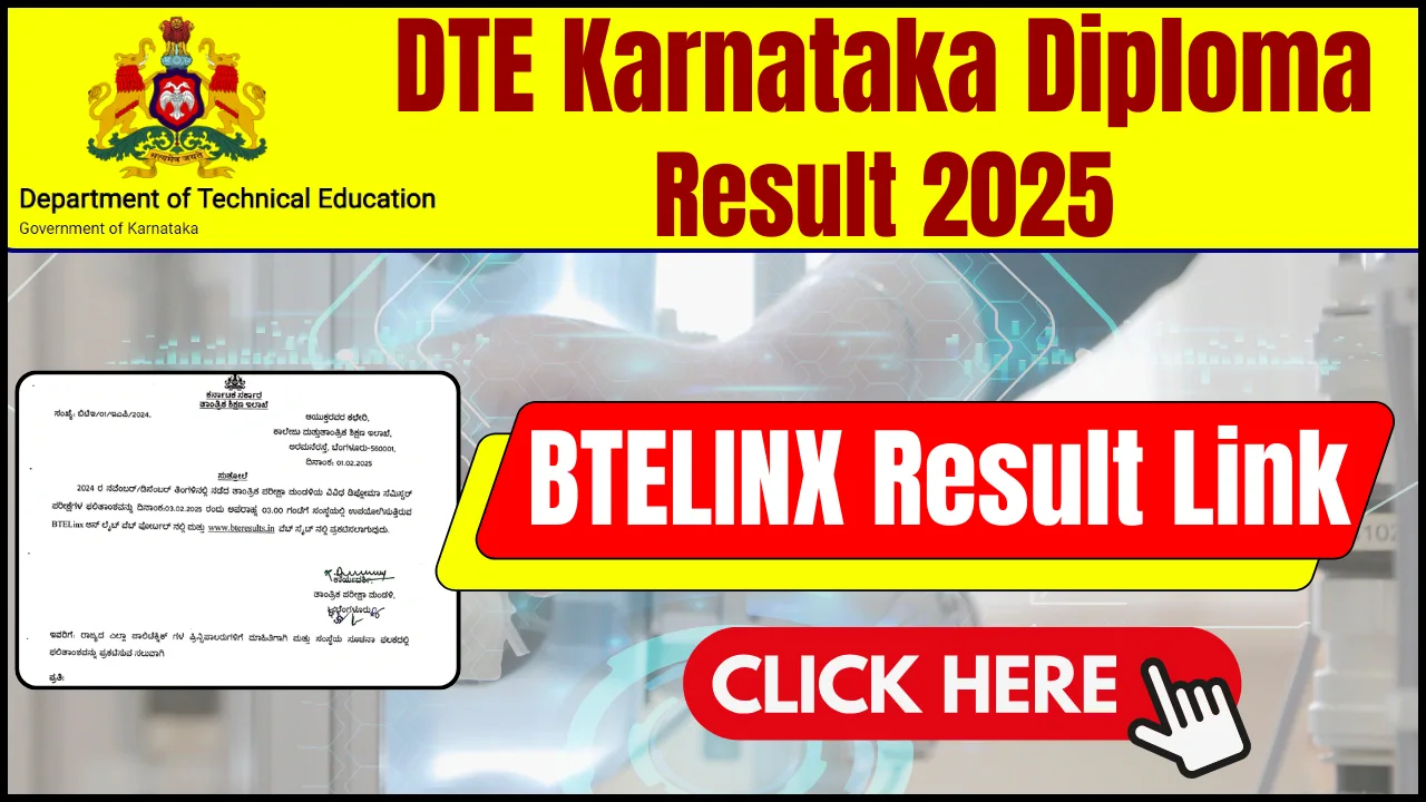 DTE Karnataka Diploma Result 2025 (Out) at dtek.karnataka.gov.in, BTELINX Result Link