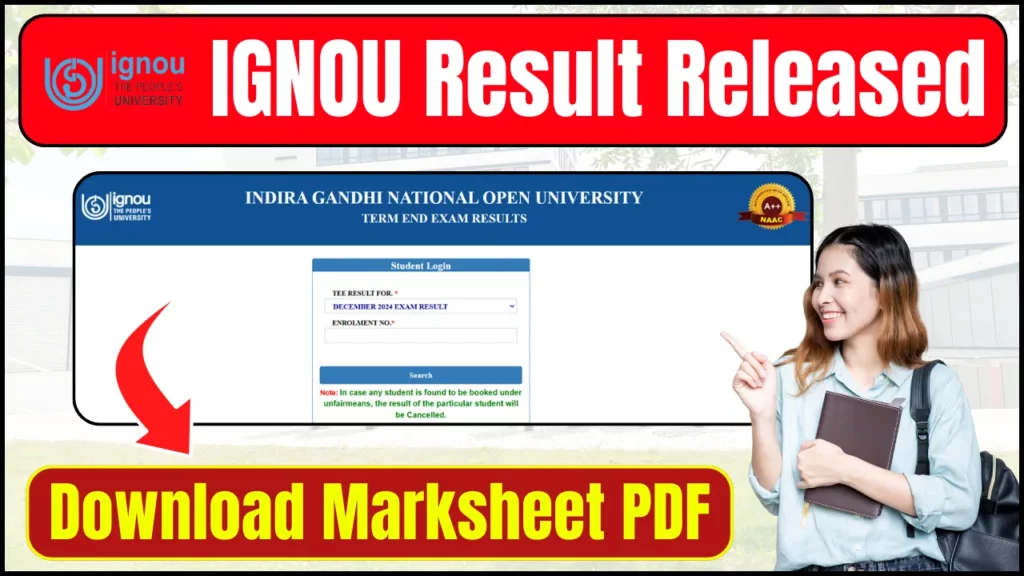IGNOU Result 2025 Released at ignou.ac.in; Download Marksheet PDF