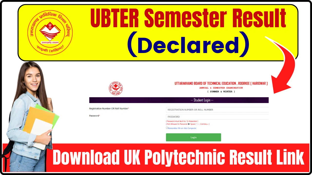 UBTER Semester Result 2025 (Declared) - Download UK Polytechnic Result Link @ubterex.in