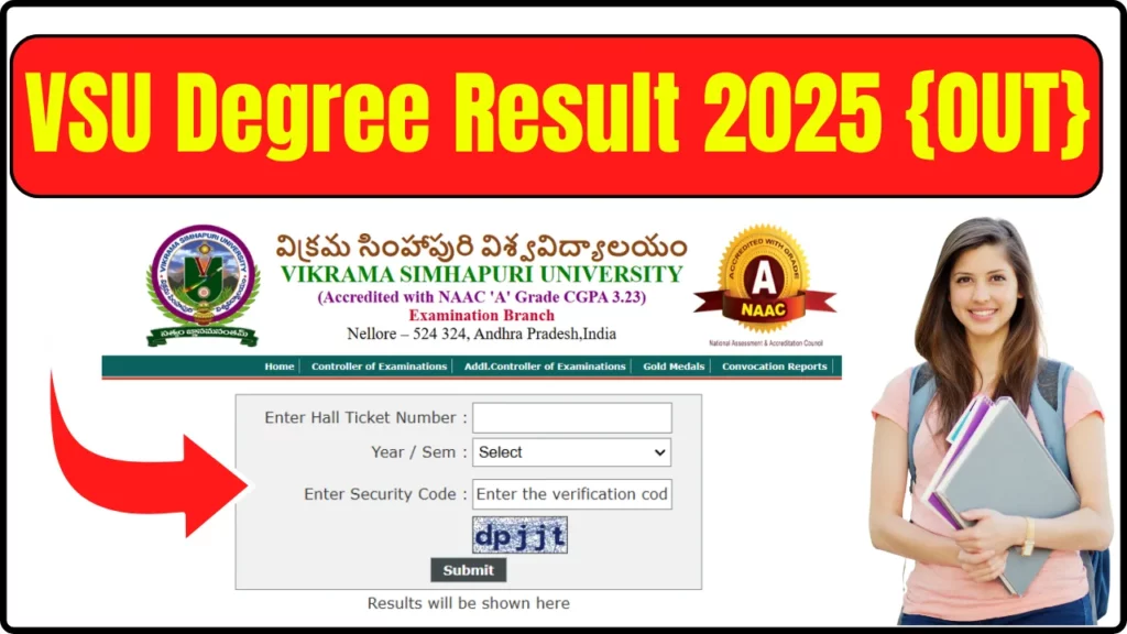 VSU Degree Result 2025 {OUT} - Check Vikrama Simhapuri University Nellore UG/PG Result